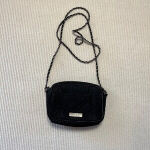 Vera Bradley Black Quilted Crossbody Bag Chain Strap Small Purse
